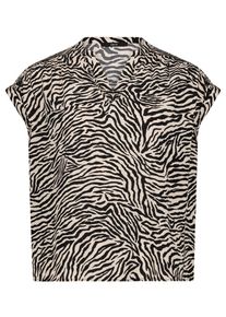Schlupfbluse Zero "Schlupfbluse mit Animalprint", Damen, Gr. 42, bunt (cream, schwarz), Obermaterial: 100% Viskose CV., Blusen Schlupfbluse