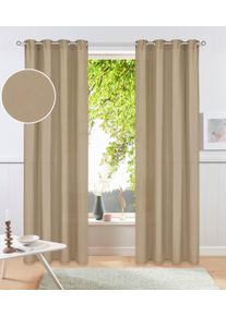 Vorhang OTTO HOME "Raja" Gr. 1, hellbraun, B:140cm H:145cm, Polyester, Recyceltes Material, Gardinen, Vorhang, einfarbig, Einfache Montage, Pflegeleicht, &Ouml;sen, 2 er Pack, uni