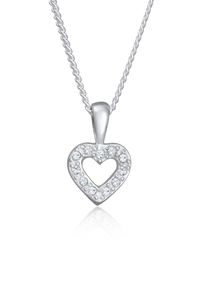 Kette mit Anh&auml;nger Elli "Halskette Herz Kristalle Liebe Romantik 925 Silber" Gr. 45, silber, Halsketten, Damen, ohne Stein, Silber 925 (Sterlingsilber), Kette mit Anh&auml;nger