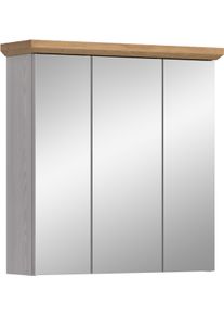 Spiegelschrank Welltime "COSENZA, Breite 69cm, 3 Spiegelt&uuml;ren, 6 Einlegeb&ouml;den, 9 F&auml;cher", grau (sibiu l&auml;rche nb), B:69cm H:71cm T:21cm, FSC-zertifizierter Holzwerkstoff, Schr&auml;nke, Spiegelschrank, Spiegelschrank, Spiegel, Bad, Badezimmer