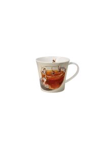 Tasse Goebel "Daria Rosso - Tea Gym", bunt, B:10cm H:9,5cm, Fine China-Porzellan, Trinkgef&auml;&szlig;e, Tasse, F&uuml;llmenge 0,35l