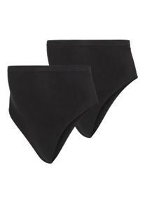 Umstandsslip MAMALICIOUS "MLHEAL COTTON G-STRING 2-P A. NOOS", Damen, Gr. M, 2 Stk., schwarz (schwarz pack:schwarz), Jersey, Obermaterial: 79% Baumwolle, 15% Polyamid, 6% Elasthan, unifarben, Unterhosen Umstandsslip, aus Baumwollmischung, pflegeleicht, unifarben, Topseller