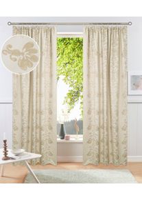 Verdunkelungsvorhang OTTO HOME "Mannfred", creme, B:130cm H:225cm, Polyester, Gardinen, Verdunkelungsvorhang, Blickdicht, barockem Muster, Pflegeleicht, Kr&auml;uselband- Aufh&auml;ngung