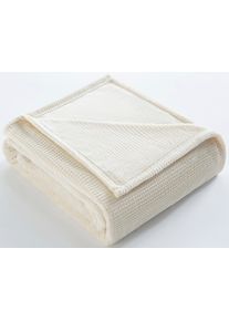 Wohndecke Bruno Banani "Shakira", creme, B:150cm L:200cm, Polyester, Wohndecken, Wohndecke, Weiche Kuscheldecke mit Pr&auml;gedruck in Waffeloptik, 150x200 cm