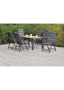 Garten-Essgruppe Merxx "&raquo;Tinos&laquo;", grau (grau, grau, graphit), Aluminium, Massivholz, Sitzm&ouml;bel-Sets, Garten-Essgruppe, Ausziehtisch: LxB: 150-200 x 90 cm