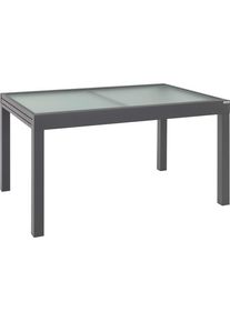 Ambia Garden Gartentisch, Anthrazit, Metall, Glas, rechteckig, eckig, 90x75x135-270 cm, ausziehbar, Gartenm&ouml;bel, Gartentische, Gartentische ausziehbar