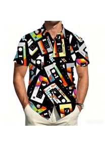 3D Printed Short Sleeved 80s Retro Men's Casual Shirt Summer Button Up Hip-hop Rock Hawaiian Streetwear
