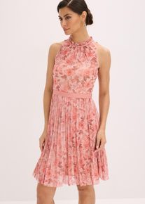 Miniabito in fine tulle con plissettatura, rosa, Taglia 50, bonprix