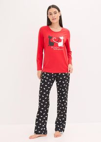 Pigiama con mascherina per dormire, Rosso, Taglia 50/52 (L), bonprix