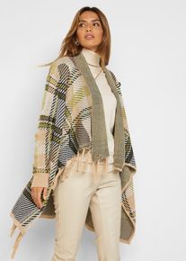 Cardigan di maglia lungo con frange, Bianco, Taglia 62/64 (3XL), bonprix