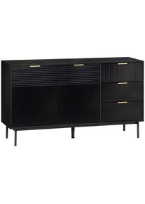 Livetastic Sideboard, Schwarz, Metall, Holzwerkstoff, 3 Schublade(n) Schubladen, 140x80x40 cm, Kleinm&ouml;bel, Kommoden, Sideboards