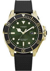 Quarzuhr Timex "HARBORSIDE COAST", schwarz (schwarz, gr&uuml;n), Armbanduhren, Herren, Quarzuhr, Armbanduhr, Herrenuhr,Kunststoffarmband,Datum, bis 10 bar wasserdicht