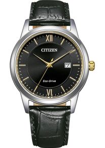Solaruhr Citizen, schwarz (schwarz, schwarz), Armbanduhren, Herren, Solaruhr, Armbanduhr, Herrenuhr, Lederarmband, analog, Tag