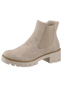 Chelseaboots Rieker, Damen, Gr. 42, beige (creme), Nubuklederimitat, Schuhe Chelseaboots, mit heller Profilsohle