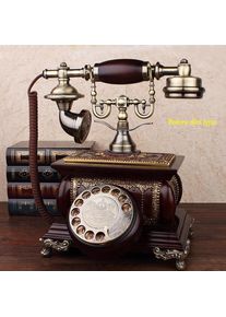 Corded Old Fashion Antique Landline Telephone Decoration, Rotary / Button Dial with Handsfree, Wired Home Office Telephone