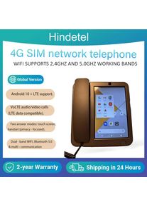 Hindetel 4G 8inch touch screen andriond 10 play store 2+16GB landline telephone with wifi sim card slot for public home office
