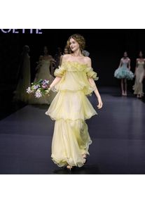 Morning Gown for Brides,French Sweet One-shoulder Yellow Puff Skirt,ball Princess Style,niche Evening Dress with A High-end Feel