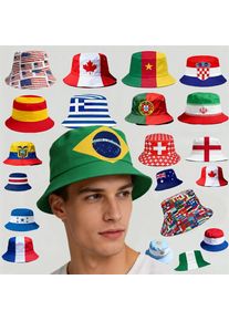 Printed National Flag Bucket Hat USA Spain France Croatia Portugal Lightweight Fisherman Cap Sports Fan Casual Beach Sun Hat