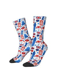 Custom Love The Union Jack Men's Crew Socks Unisex Novelty 3D Printing Union Flag Dress Socks