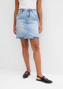 Jeansrock bonprix, Damen, Gr. 52, eisblau denim used, Jeans, Obermaterial: 100% Baumwolle, regular fit kniefrei, R&ouml;cke Jeansrock, regular fit, mit hinterem Schlitz, aus Baumwolle