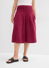 Caprihose bonprix, Damen, Gr. 54, N-Gr, rhododendronrot, Obermaterial: 100% Baumwolle, loose fit, Hosen Caprihose, mit breitem Gummibund, aus reiner Baumwolle, Loose Fit Passform