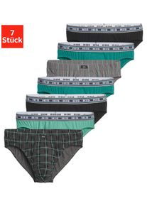 H.I.S. Slip H.I.S, Herren, Gr. XXL, 7 Stk., kariert, gestreift, petrol, dunkel petrol, schwarz, Jersey, Obermaterial: 95% Baumwolle, 5% Elasthan, gestreift, kariert, unifarben, k&ouml;rpernah, Unterhosen Slip, aus Baumwoll-Stretch