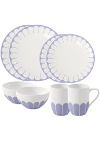 Villeroy & Boch Geschirr-Set VILLEROY & BOCH "Starter-Set Fleur Couleur 8er Set", blau (bleu), 8, Porzellan, Geschirr-Sets, Geschirr-Set, Sp&uuml;lmaschinenfest, Mikrowellensicher