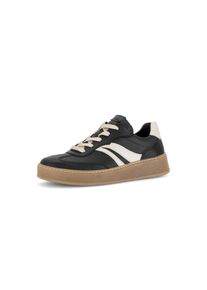 Sneaker Gabor, Damen, Gr. 44, Textil, schwarz-wei&szlig; (schwarz kombiniert), Glattleder, Kalbsleder, Schuhe Sneaker, Freizeitschuh, Halbschuh, Schn&uuml;rer mit Kontrastbesatz, Weite G (=weit)