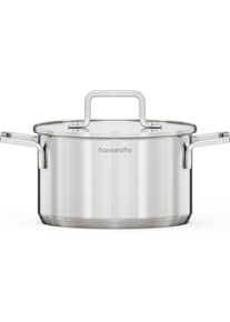 Kochtopf Hanseatic "DAILY", silberfarben, H:11,5cm &Oslash;:20cm, T&ouml;pfe, Kochtopf, handfreundliche Griffe, Literskala, Glasdeckel, Induktion