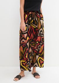 Maxirock bonprix, Damen, Gr. 54, karminrot, schwarz bedruckt, Obermaterial: 100% Viskose, ausgestellt, R&ouml;cke Maxirock, ausgestellte Passform, aus Viskose, Maxirock-L&auml;nge