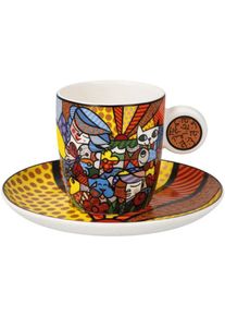 Espressotasse Goebel "Romero Britto - Garden", bunt, B:12cm H:6,5cm, Fine China-Porzellan, Trinkgef&auml;&szlig;e, Espressotasse, F&uuml;llmenge 0,1l