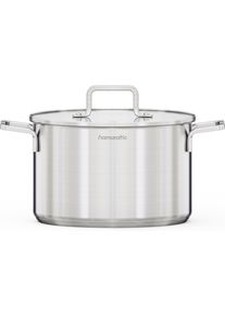 Kochtopf Hanseatic "DAILY", silberfarben, H:15cm &Oslash;:24cm, T&ouml;pfe, Kochtopf, handfreundliche Griffe, Literskala, Glasdeckel, Induktion