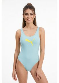 Badeanzug Puma "Puma SWIM WOMEN SWIMSUIT", Damen, Gr. M, N-Gr, gr&uuml;n (mint), Obermaterial: 80% Polyamid, 20% Elasthan, unifarben mit Farbeinsatz, Badeanz&uuml;ge Badeanzug, mit bequemen Tr&auml;gern, Logo- Branding
