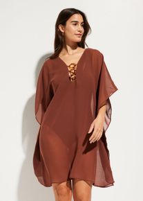 Tunikakleid bonprix, Damen, Gr. 56/58 (XXXL), N-Gr, rauchbraun, Web, Obermaterial: 100% Polyester, figurumspielend, Kleider Tunikakleid, f&uuml;r warme Tage, aus Polyester, figurumspielende Passform