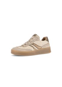 Sneaker Gabor, Damen, Gr. 42, natur kombiniert, Glattleder, Textil, Veloursleder, Fellimitat, Schuhe Sneaker, Freizeitschuh, Halbschuh, Schn&uuml;rer mit Kontrastbesatz, Weite G (=weit)