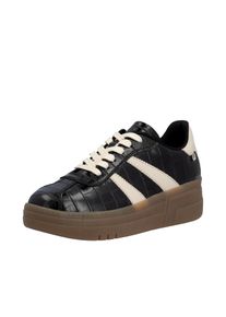 Plateausneaker Rieker, Damen, Gr. 43, schwarz, Lederimitat, Schuhe Plateausneaker, Basket-Sneaker, Retro-Sneaker, Schn&uuml;rschuh mit weichem Schaftrand