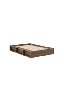 Stauraumbett Karup Design "Ziggy Bed, Stauraumbett, FSC-zertifiziertes Massivholz made in Europe", carob braun, B:137cm H:29cm L:205cm, Betten, Stauraumbett, mit 3 Ablagen, inklusive Lattenrost, ohne Matratze, mehrere Farben