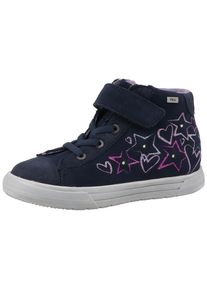 Sneaker Lurchi "Blanca-TEX, Blinkschuh", M&auml;dchen, Gr. 28, navy, Veloursleder, Schuhe Sneaker, Boots, Herzchen-Glitzer-Motiv, Gr&ouml;&szlig;enschablone zum Download