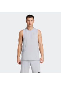 Tanktop adidas Performance "D4T 3S TANK", Herren, Gr. XL, grau (halo silber), Obermaterial: 81% Polyester, 14% Lyocell, 5% Elasthan, Rundhals, Tops Tanktop, mit Rundhalsausschnitt, ohne Verschluss