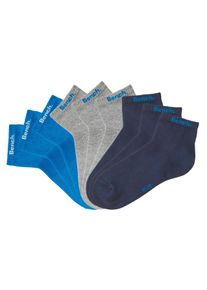 Sneakersocken Bench., Damen, Gr. 43-46, 3x marine, 3x royalblau, 3x grau meliert, Baumwollmischung, elastisch, Socken Sneakersocken, Sneakersocken mit klassischem Logoschriftzug