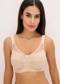 Entlastungs-BH bonprix, Damen, Gr. 95, Cup D, kreidebeige, Obermaterial: 86% Polyamid, 14% Elasthan. Einsatz: 100% Polyamid. Futter: 100% Baumwolle, BHs Entlastungs-BH, mit gepolsterten Tr&auml;gern, mit verstellbarem Verschluss
