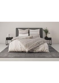 Wendebettw&auml;sche OTTO HOME "Alvara", beige (taupe), B/L: 135cm x 200cm, 1 Stk., 1 Stk., Linon, B/L: 80cm x 80cm, 2 Stk., Linon, Obermaterial: 100% Baumwolle, Bettw&auml;sche, Wendebettw&auml;sche, in Gr. 135x200 oder 155x220 cm, 100% Baumwolle, grafisches Motiv