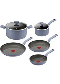 Pfannen-Set Tefal "Cera Color", blau, grau, Pfannen, Pfannen-Set, Go Ceram Keramik-Antihaftbeschichtung, Thermo-Signal, Induktion