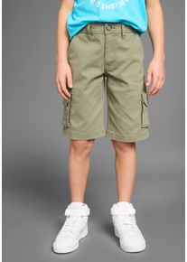 Shorts Kidsworld "Cargoshorts", Jungen, Gr. 176, N-Gr, gr&uuml;n (khaki), Twill, Obermaterial: 98% Baumwolle, 2% Elasthan, unifarben, Hosen Shorts, mit vielen Taschen