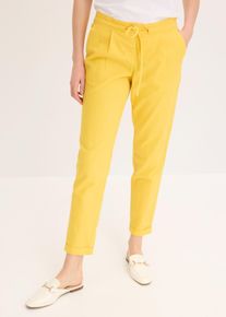 Leinenhose bonprix "Leinenhose", Damen, Gr. 52, N-Gr, lemoncurry, Obermaterial: 55% Leinen, 45% Baumwolle, regular fit, Hosen Leinenhose, aus Leinen und Baumwolle, Regular Fit, mit elastischem Gummibund