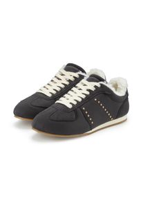 Sneaker Lascana "Sneaker, Schn&uuml;rschuh, Halbschuh", Damen, Gr. 42, schwarz (wei&szlig;, neutral), Obermaterial: 100% Textilmaterial. Decksohle: 100% Textilmaterial. Futter: 100% Textilmaterial. Laufsohle: 100% Synthetik, Basic, Schuhe Sneaker, Retro-Sneaker, Material-Mix VEGAN