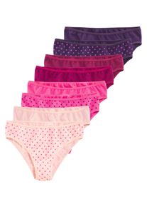 Bikinislip Petite Fleur, M&auml;dchen, Gr. 98/104, 8 Stk., rose, pink, dunkel rose, dunkel lila, herzchendruck, Jersey, Obermaterial: 95% Baumwolle, 5% Elasthan, bedruckt, unifarben, Unterhosen Bikinislip, mit Sternen-Print und unifarben