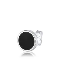 Paar Ohrstecker Kuzzoi "Ohrringe Ohrstecker Rund Emaille schwarz 925 Sterling Silber (Einzelstecker)", silber, Ohrringe, Damen, ohne Stein, Silber 925 (Sterlingsilber), Paar Ohrstecker