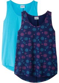 Shirttop bonprix, M&auml;dchen, Gr. 176/182, mitternachtsblau, t&uuml;rkis, Obermaterial: 95% Baumwolle, 5% Elasthan, loose fit, Tops Shirttop, &auml;rmelloses Design, lockere Passform, aus Baumwoll-Elasthan-Mix