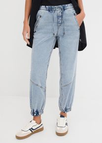 Jeansjeggings bonprix, Damen, Gr. 48, K-Gr, blau washed (l&auml;nge: kurz), Denim/Jeans, Obermaterial: 73% Baumwolle, 25% Polyester, 2% Elasthan, loose fit, Jeans Jeansjeggings, loose fit Passform, aus Baumwolle, Polyester und Elasthan